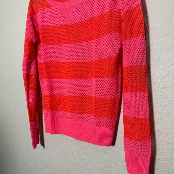 Lorna Jane Knit Acrylic Neon Pink and Orange Striped Sweater - Picture 3 of 10